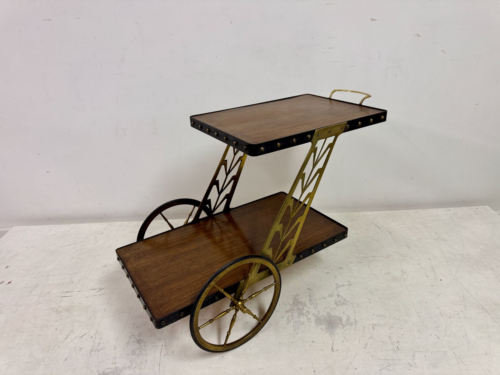 1950s Italian Bar Cart With Sculptural Detailing photo Furniture