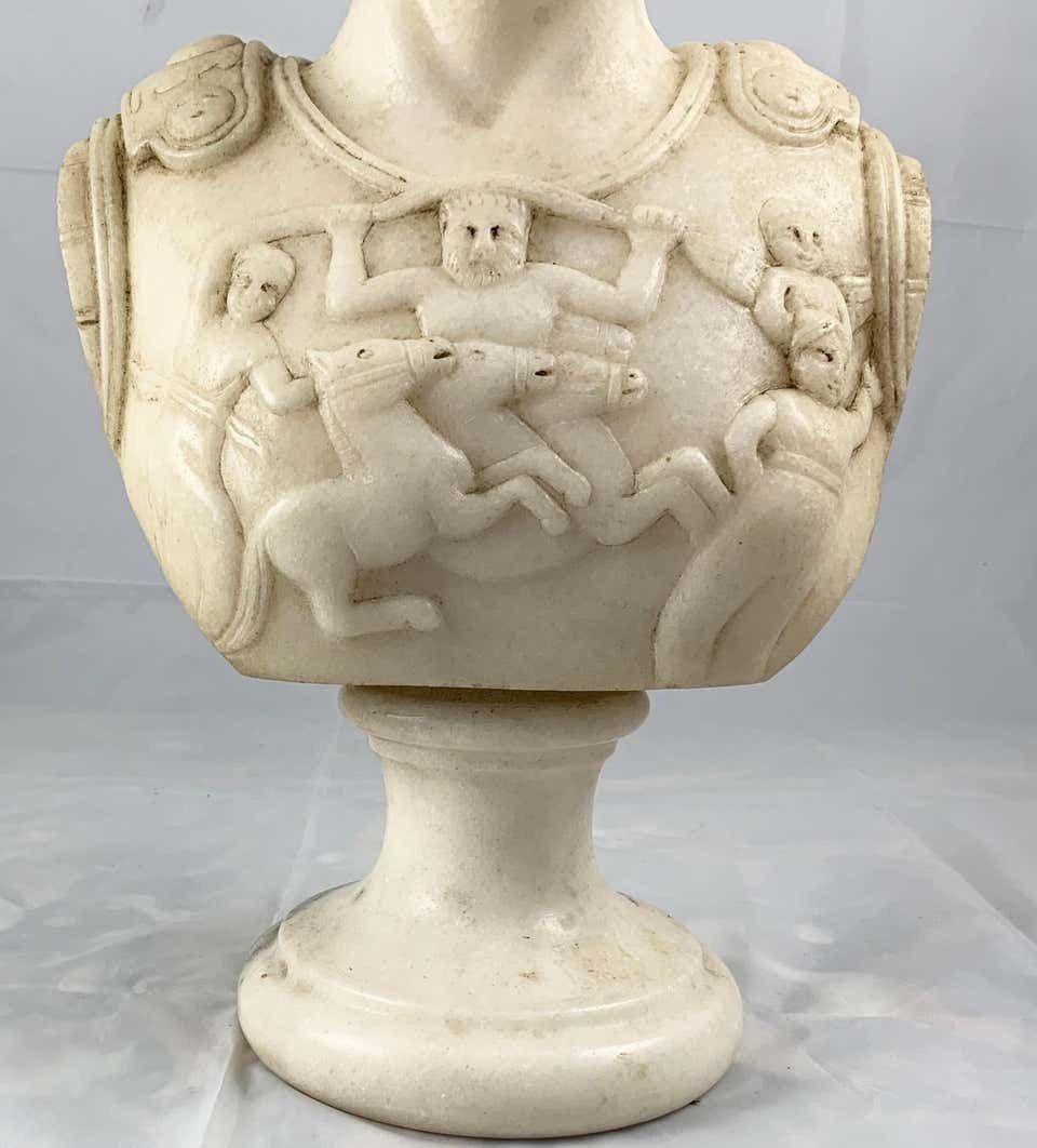 20th Century Fine White Marble Bust Of A Roman General photo vintage