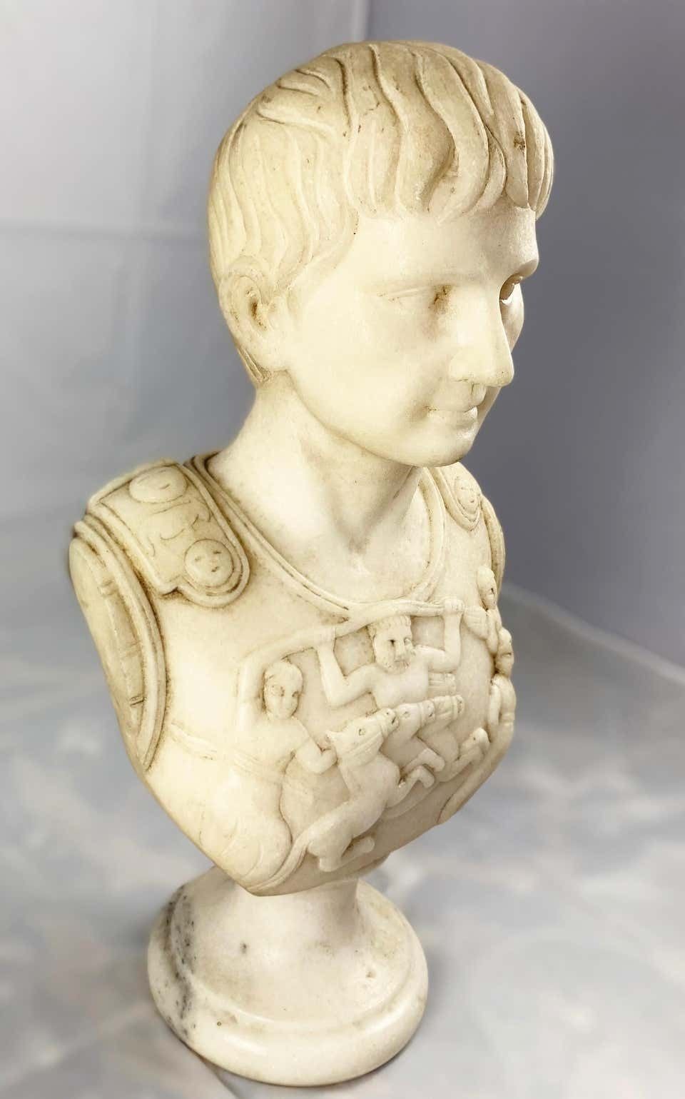 photo for sale 20th Century Fine White Marble Bust Of A Roman General
