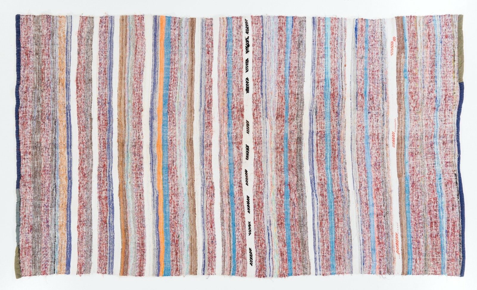 6.5x11 Ft Banded Hand Woven Vintage Central Anatolian Kilim (Flat Weave) photo Textiles