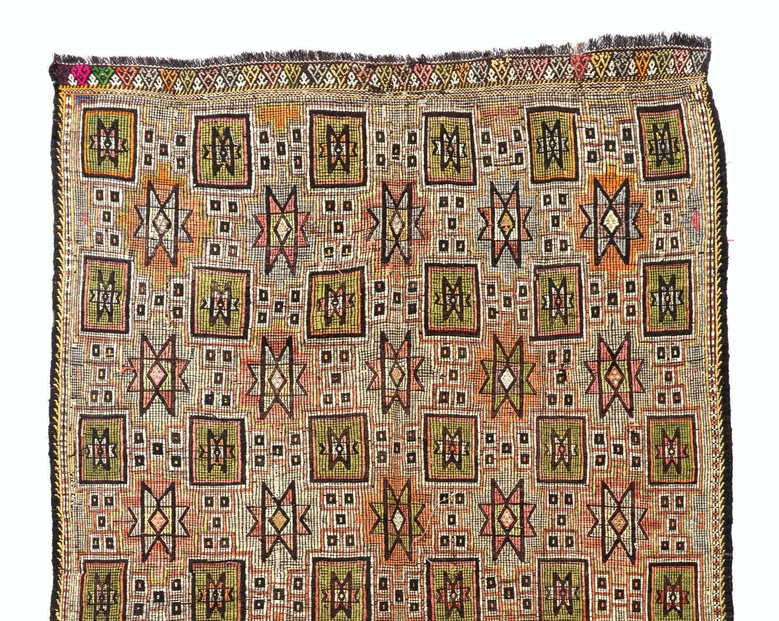 6x10 Ft Colorful Geometric Design Hand Woven Anatolian Kilim Rug photo furniture