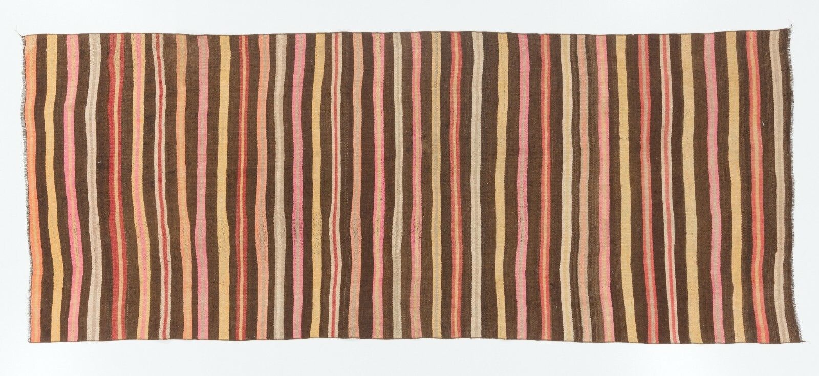 4.8x11.6 Ft Striped Midcentury Nomadic Kilim Runner photo 778.0