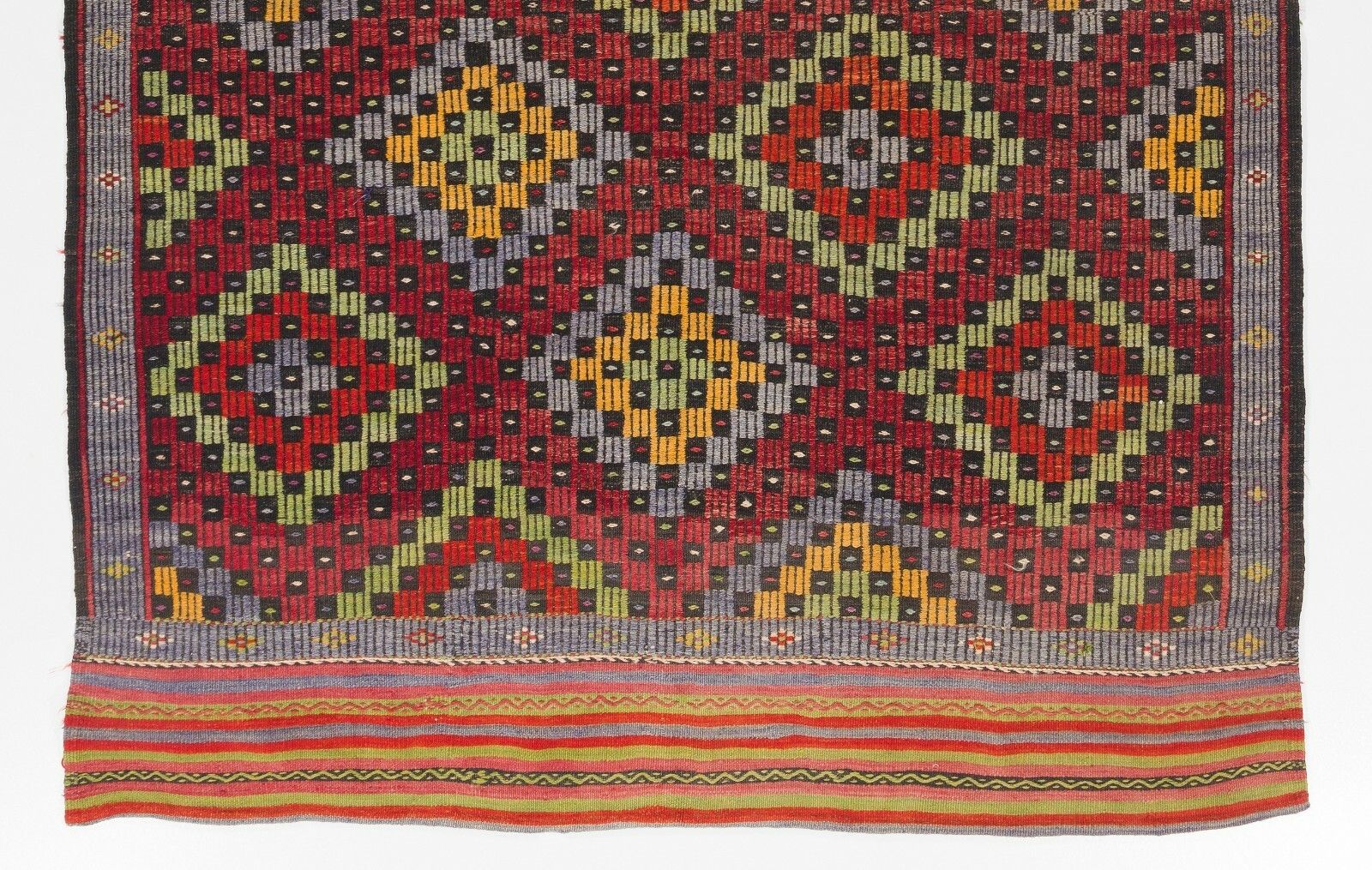 5.8x11 Ft Midcentury Jijim Rug With Floating Checkered Diamonds Design photo for sale