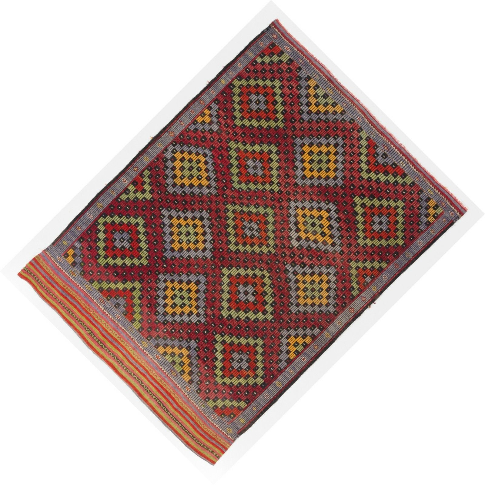 5.8x11 Ft Midcentury Jijim Rug With Floating Checkered Diamonds Design photo 856.0