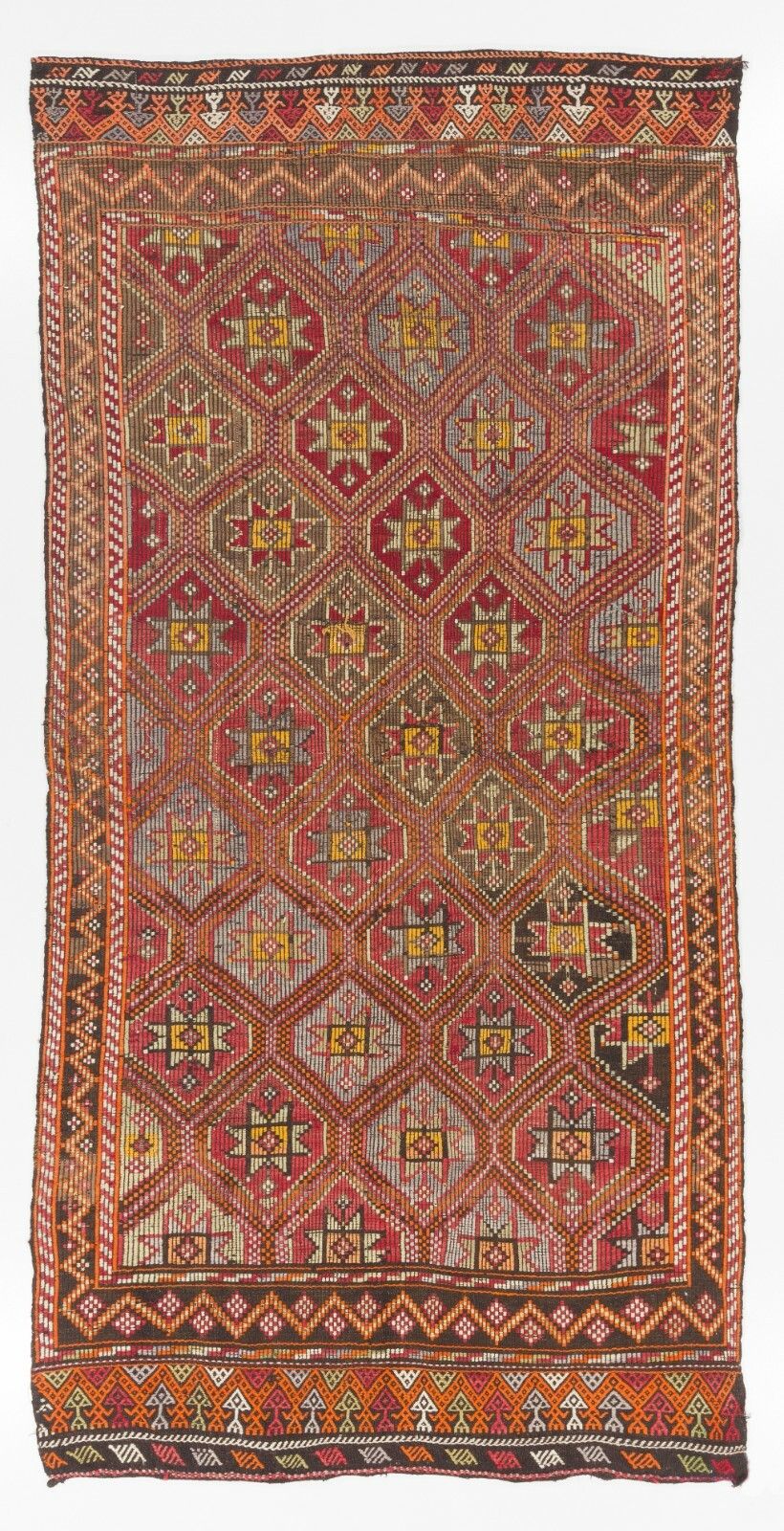 5.6x11 Ft Midcentury Jijim Rug With Interlocking Stars And Diamonds