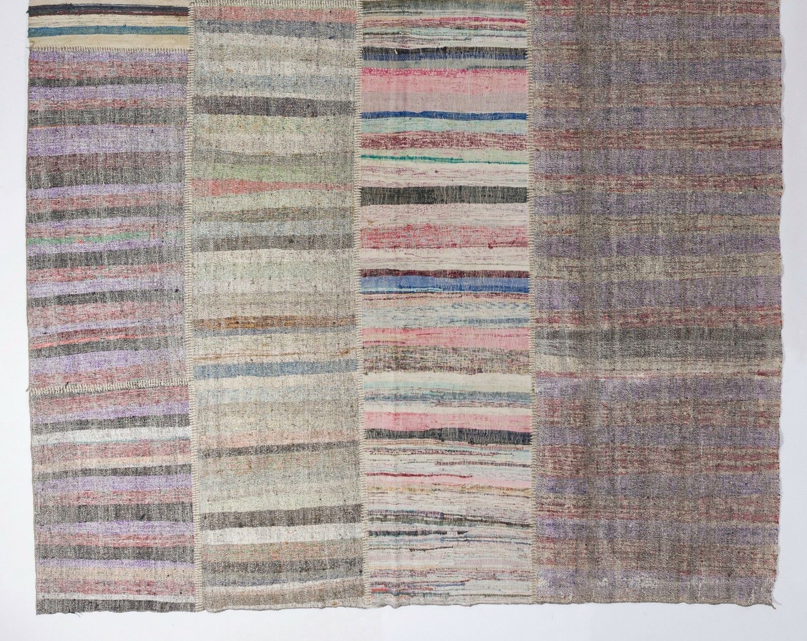 10.2x17 Ft Vintage Anatolian Kilim Rug With Striped Design, Flat Weave Carpet photo for sale