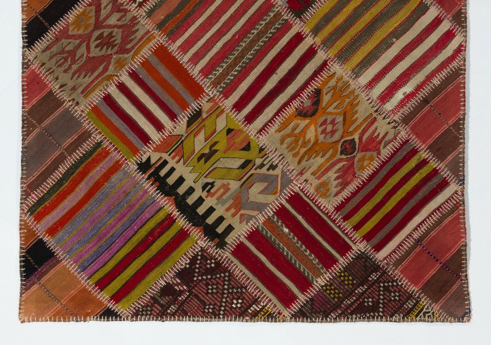 4x6 Ft Vintage Handmade Turkish Patchwork Kilim Rug With Tribal Flair photo for sale