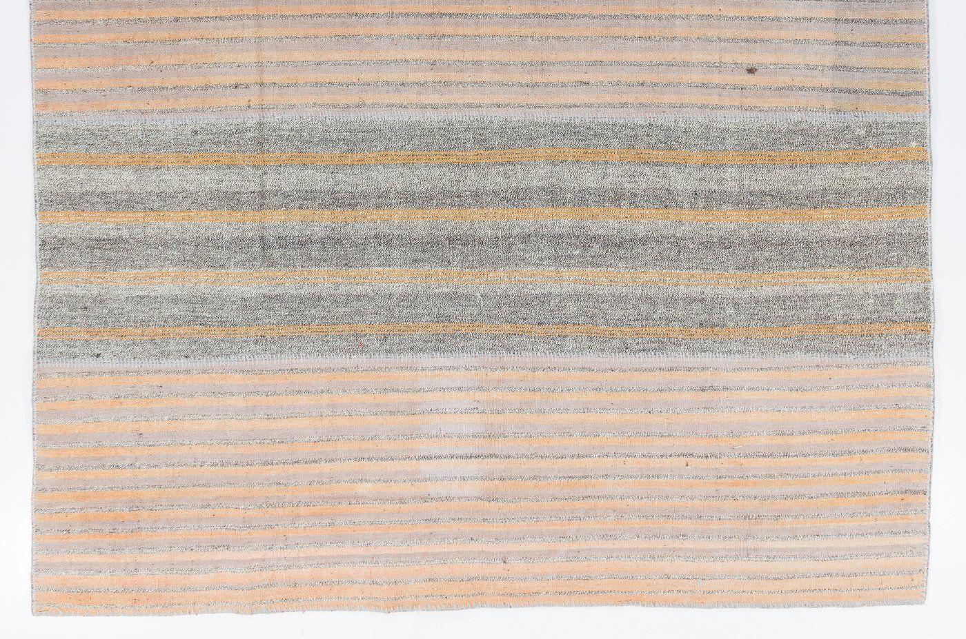 8.6x11.7 Ft Vintge Cotton & Goat Wool Kilim Rug With Orange Stripes photo for sale