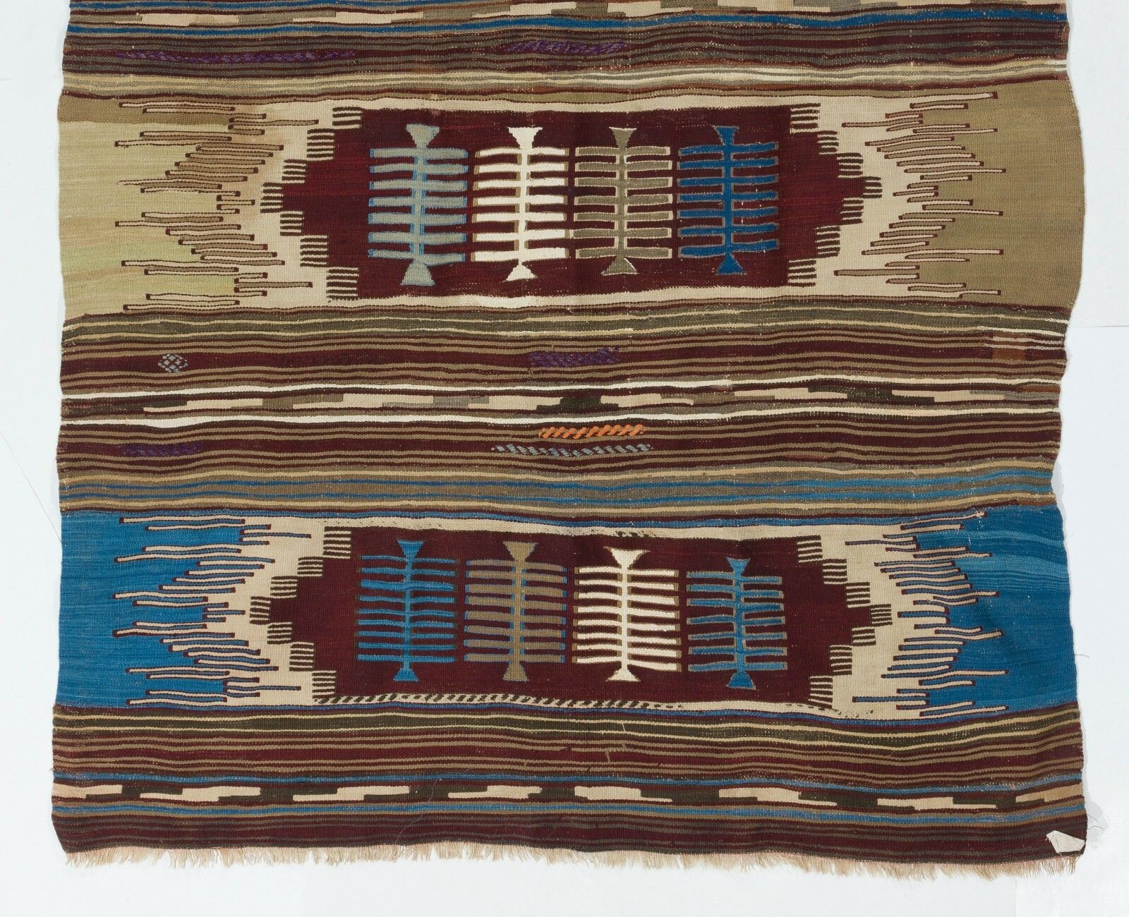 4.7x7.7 Ft Vintage Nomadic Kilim, Flat Woven Wool Floor Covering photo for sale