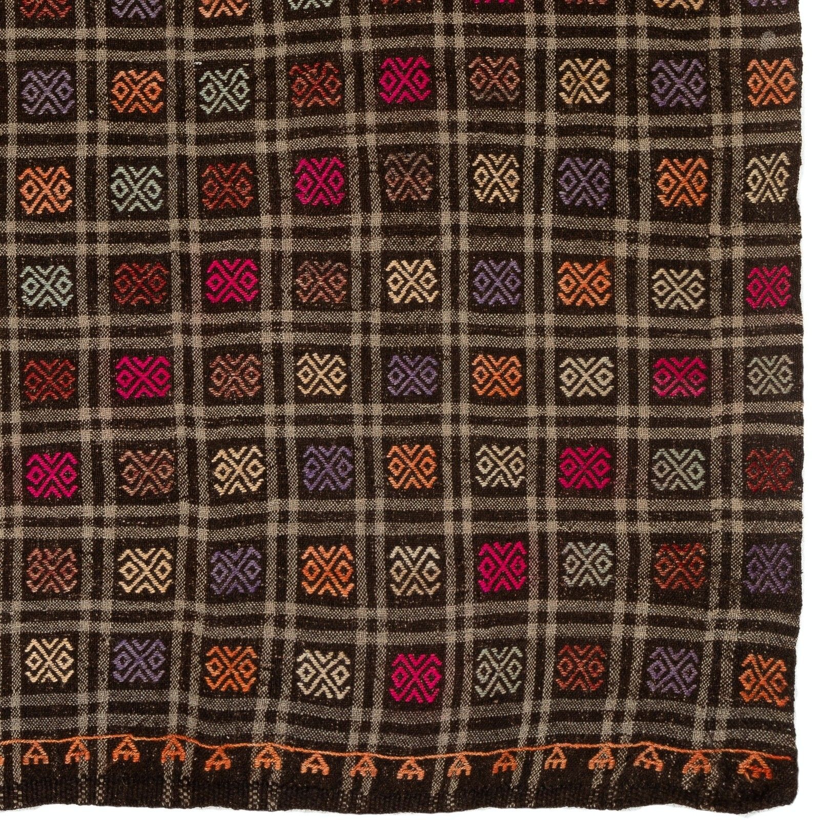 6.4x9.4 Ft Vintage Turkish Jijim Kilim, Unique Rug, Hand Woven Carpet, 100% Wool photo Textiles