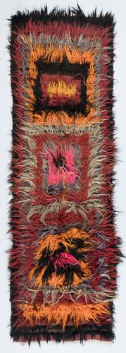 3x8.7 Ft Vintage Shag Pile Handmade Turkish Tulu Runner Rug Made Of Mohair Wool