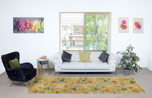 2.7x10.4 Ft One Of A Pair Of Rare Rug Runners Designed By Late Artist Zeki Muren photo furniture