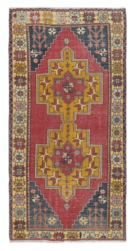 4.2x8.6 Ft Unique Hand Knotted Vintage Turkish Oriental Rug. 100% Wool