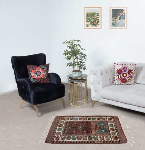 27x44 In Unique Vintage Handmade Turkish Accent Rug Made Of Wool photo furniture