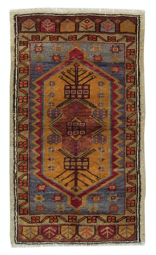 21x38 In Traditional Vintage Handmade Turkish Accent Rug, Decorative Door Mat