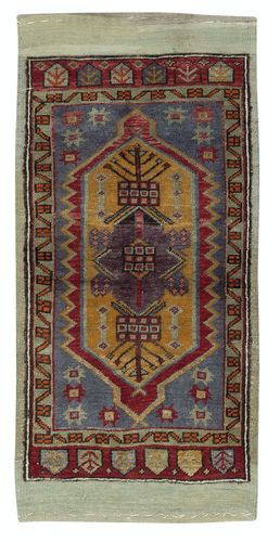 19x36 In Vintage Scatter Rug, Turkish Accent Rug, Door Mat, Bat Mat, Kitchen Rug