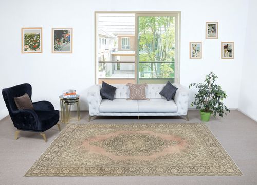 6.8x10.3 Ft One Of A Kind Handmade Turkish Area Rug, Traditional Vintage Carpet photo furniture