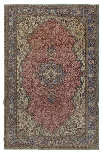 7x10.5 Ft One Of A Kind Handmade Turkish Area Rug, Red Color Vintage Carpet