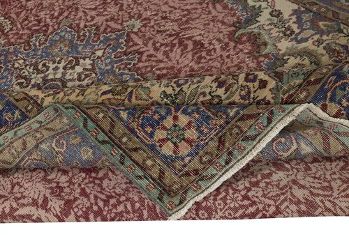 7x10.5 Ft One Of A Kind Handmade Turkish Area Rug, Red Color Vintage Carpet photo for sale