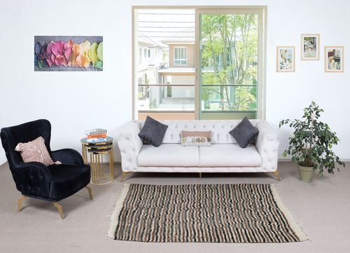 5x6.8 Ft Flatweave Wool Kilim Rug. Siirt Blanket. New Bed Cover. Wall Hanging photo furniture
