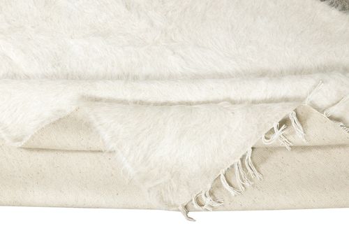 3.7x5.8 Ft New Flat Weave Kilim Rug Made Of Goat's Wool, Plain Cream Bed Cover photo for sale