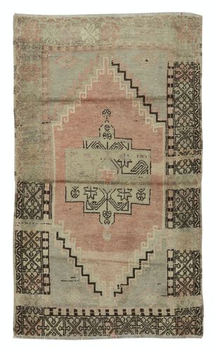 3.7x6.4 Ft Vintage Wool Turkish Oriental Rug. One Of A Kind Handmade Village Rug