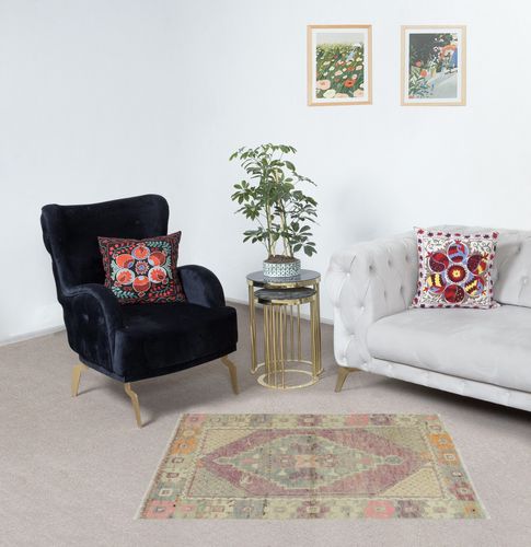 31x47 In One Of A Pair 1960s Handmade Scatter Rug. Turkish Accent Rug. Door Mat photo furniture