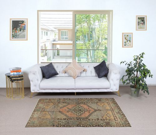 3.8x6.5 Ft Traditional Vintage Handmade Turkish Oriental Rug. 100% Wool photo furniture