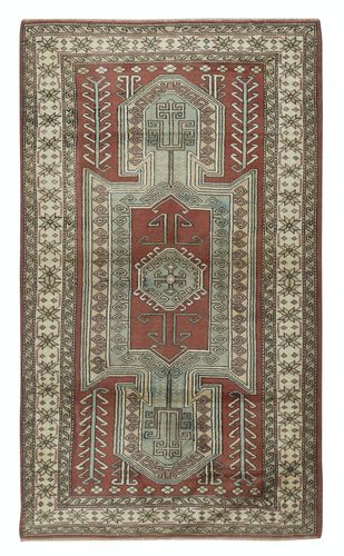 4.3x7.3 Ft One Of A Kind Vintage Handmade Turkish Rug, 100% Wool