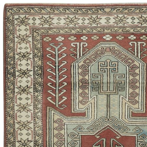 4.3x7.3 Ft One Of A Kind Vintage Handmade Turkish Rug, 100% Wool photo Textiles