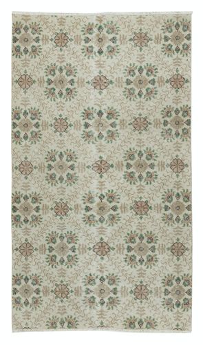 3.8x6.7 Ft One Of A Pair Vintage Handmade Turkish Accent Rug With Floral Design