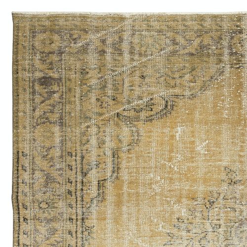 7x10 Ft Vintage Turkish Area Rug For Living Room. Handmade Sun Faded Carpet photo Textiles