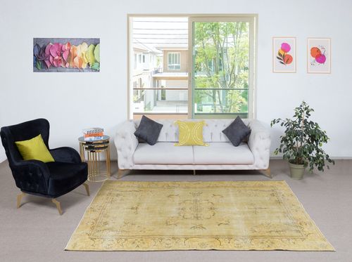 5.5x9 Ft Vintage Art Deco Design Handmade Rug For Living Room And Dining Room photo furniture