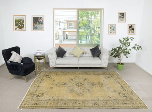 7.5x10 Ft Vintage Country And Farmhouse Decor Area Rug. Handmade Turkish Carpet photo furniture
