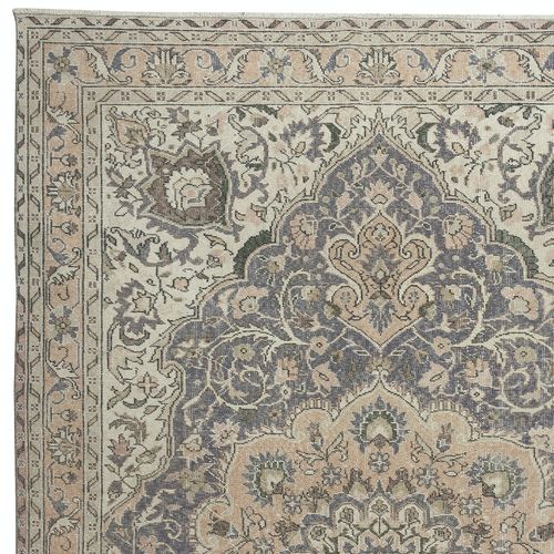 7x10.5 Ft Vintage Handmade Turkish Wool Area Rug In Soft, Muted Colors photo Textiles