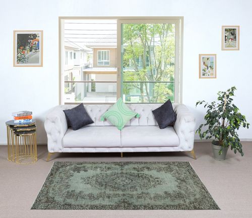 3.8x6.8 Ft Light Blue Color Over Dyed Small Rug. Handmade Turkish Accent Rug photo furniture