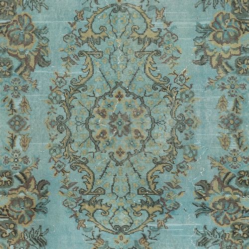 6x10.3 Ft Modern Handmade Blue Color Turkish Wool Area Rug With Medallion Design photo 642.0