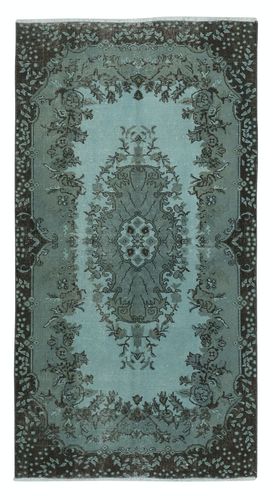 3.7x7 Ft Modern Handmade Anti Bacterial Turkish Accent Rug Re Dyed In Blue