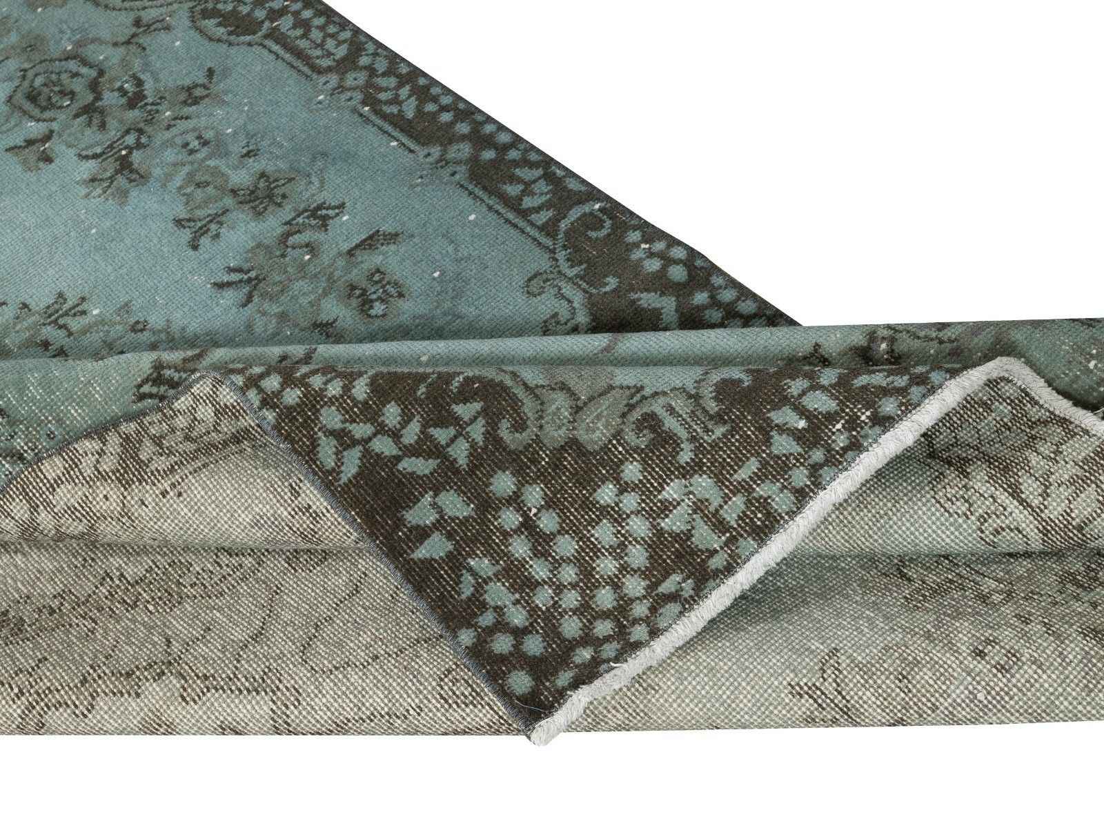 4x7 Ft Contemporary Handmade Turkish Area Rug Over Dyed In Blue. Floor Covering photo for sale