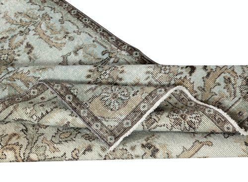 3.8x7 Ft Modern Handmade Light Blue Turkish Accent Rug With Floral Design photo for sale