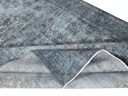 5.2x8.8 Ft Light Blue Color Handmade Turkish Wool Area Rug For Modern Interiors photo for sale