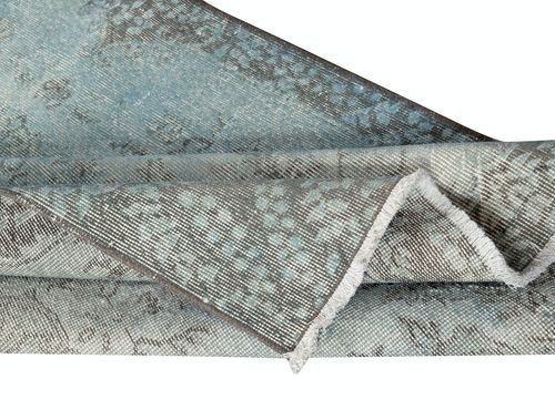 3.8x7 Ft Contemporary Handmade Turkish Accent Rug In Light Blue Color photo for sale
