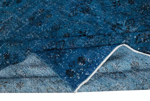 5.7x9.7 Ft Handmade Turkish Wool Area Rug In Blue. Modern Floor Covering photo for sale