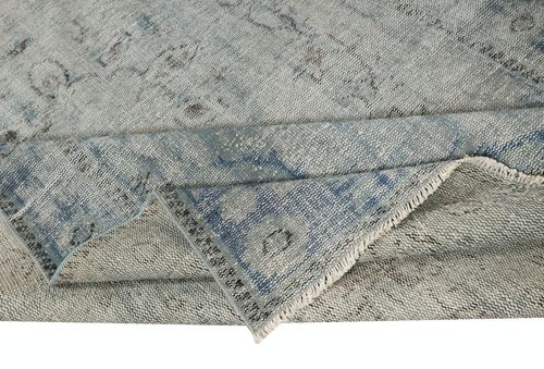 6x10.4 Ft Distressed Blue Area Rug For Contemporary Interior, Handmade In Turkey photo for sale