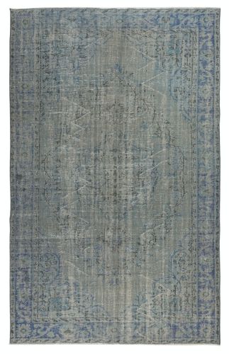 6.3x10 Ft Hand Knotted Blue Color Area Rug, Modern Turkish Floor Covering