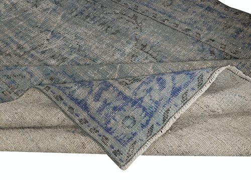 6.3x10 Ft Hand Knotted Blue Color Area Rug, Modern Turkish Floor Covering photo for sale