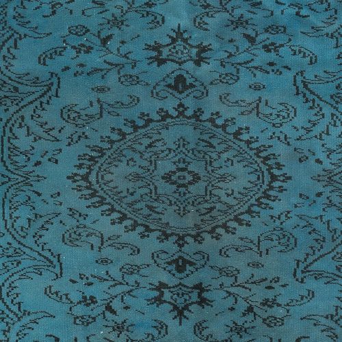 5.5x9 Ft Handmade Turkish Area Rug Over Dyed In Blue. Modern Floor Covering photo 428.0