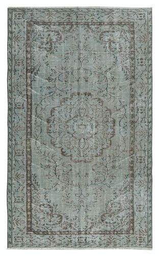 5.3x8.4 Ft Blue Area Rug For Modern Interiors, Handmade In Turkey