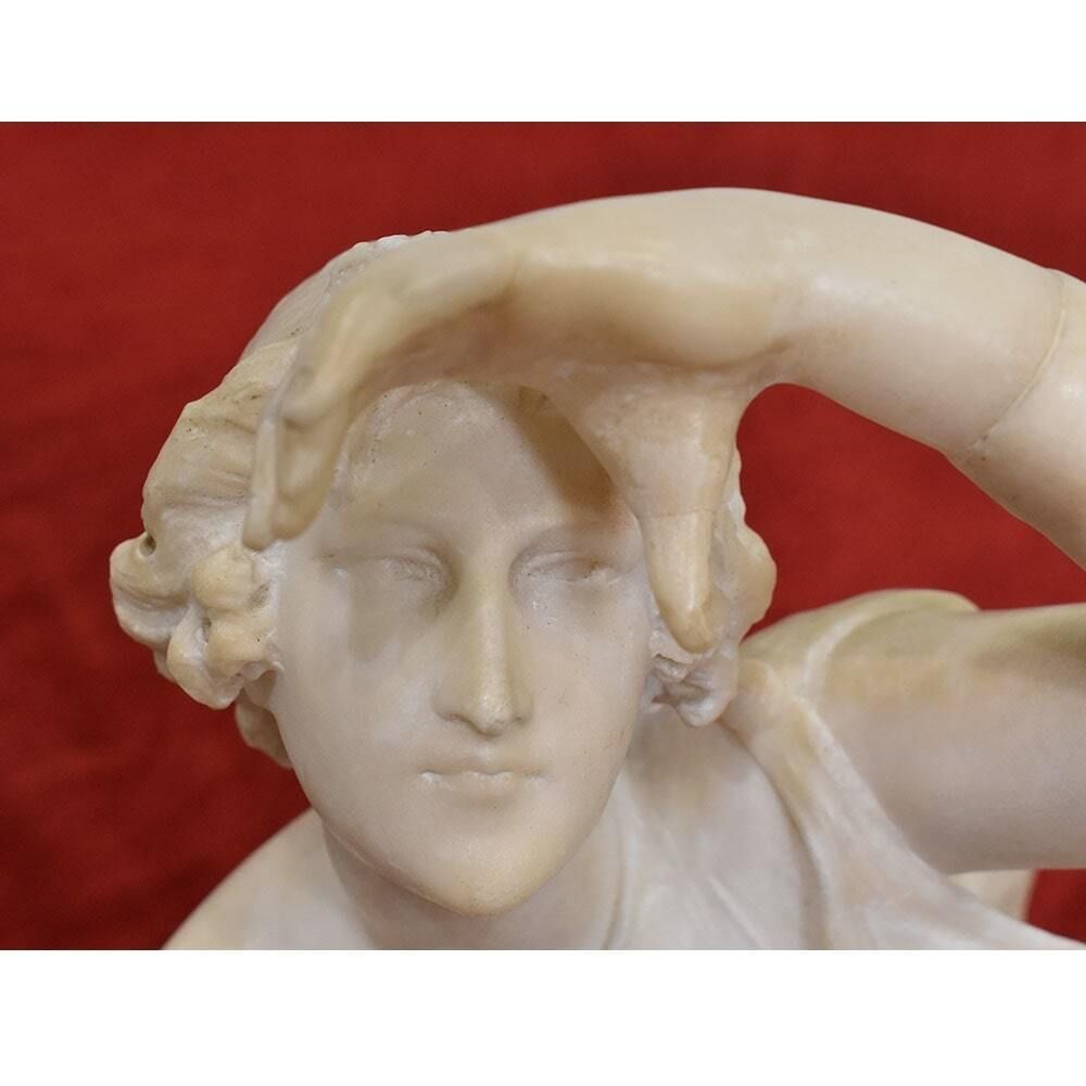 Antique Italian Alabaster Sculptures, Young Girl Sculpture, Giuseppe Gambogi, 19th Century. photo vinterior