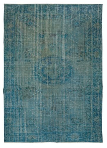 6.5x9.2 Ft Teal Blue Area Rug For Modern Interiors, Handmade In Turkey